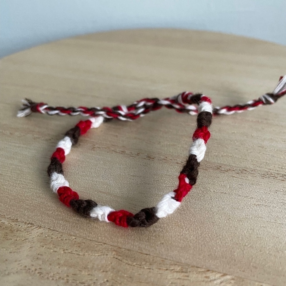 Handmade Sophie Woven Bracelet OS Red White Black Women Braided Cotton